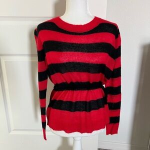 NWOT SHEIN Red and Black Striped Sweater Small
